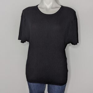 UO Standard/Cloth Black Ribbed Short Sleeve Knit Sweater M